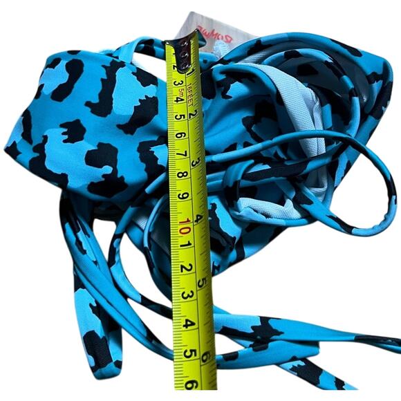 Brand New Romwe Blue Cheetah Print Bikini Set Swim Top and Bottom Size L - Picture 6 of 7